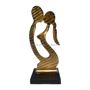 Sculpture décorative en aluminium avec finition or et noir pour la décoration de la maison Sculpture en métal Diwali Articles de cadeau - Product Image 1