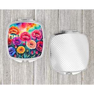 กระจกแต่งหน้าพกพาพับได้พกพาได้สำหรับผู้หญิงและเด็กผู้หญิงคาร์เนชั่นสีสันสดใส - Product Image 4