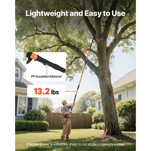 Manual Pole Saw 4.46-26.4ft <b>Extendable</b> <b>Tree</b> <b>Pruner</b> Sharp 65Mn Steel Blade Lightweight Fiberglass Handle Two Double-Hook Saws for - Product Image 4