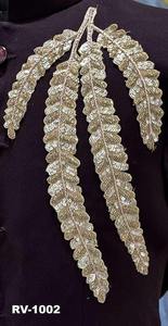 Sherwani Premium para Hombre, Estilo Tradicional, con Patrón de Helecho Dorado, Sin Arrugas, Cuello Mandarín Estructurado, para Bodas y Fiestas - Product Image 2