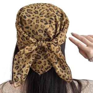 Women's Brown Leopard Print <b>Bandana</b> Head Scarf Trendy Satin Hair Wrap Vintage Style Fashion Accessory Custom OEM Manufacturer - Product Image 4