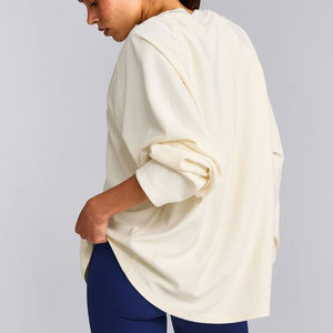 New Casual Top Women Plus Size V Neck Longline Oversize Comfortable Shirt <b>Long</b> <b>Sleeve</b> Rib Cuffs Quick Dry Sweat Wicking - Product Image 5