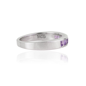 Stunning Solid 925 Sterling <b>Silver</b> Princess Cut Natural Amethyst Gemstone Half Eternity <b>Band</b> <b>Ring</b> Wholesale Price - Product Image 5