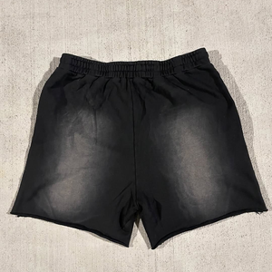 Streetwear décontracté pour hommes T-shirt imprimé à strass et short en jean ensemble en coton lavé à l'acide été recadrée en gros - Product Image 5