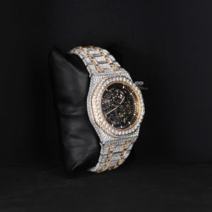 Reloj de Lujo de Dos Tonos con Diamantes Moissanite, Esfera Esqueletizada, Mecánico Automático, de Acero Inoxidable, Estilo Hip Hop Bling - Product Image 3