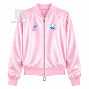 เสื้อแจ็คเก็ตผ้าซาตินระบายอากาศได้ดี แบรนด์ Jack & Jill of America พร้อมโลโก้ปักด้านหน้า สีฟ้าและชมพู แขนยาว สำหรับผู้หญิง - Product Image 1