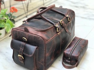 กระเป๋าหนังวัวแท้แบบดัฟเฟิล สำหรับเดินทาง น้ำหนักเบา พกพาสะดวก สไตล์วินเทจ แฟชั่น ซิปปิด ความจุขนาดใหญ่ 36-55 ลิตร - Product Image 4