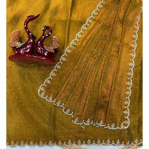 Belle Jarkhan Diamant Travail Partie Porter Saree Robes De Soirée Élégantes - Product Image 4