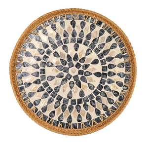 New Hand Made High Quality Rattan <b>Tray</b> with Mother of Pearl Inlay <b>Storage</b> <b>Tray</b> for Hotels use and for Christmas gifts - Product Image 2