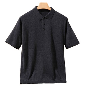 Jersey holgado para hombre, camiseta de verano para POLO, suéter de cuello, manga corta, algodón Merino 100%, patrón sólido, lona de talla grande - Product Image 6