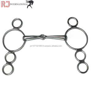 RJ INTERNATIONAL Mors de cheval en acier inoxydable à 3 anneaux avec inserts en caoutchouc noir - Product Image 4
