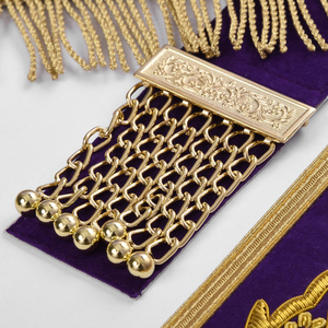 Grand Master Blue Lodge <b>Apron</b> - Purple Velvet Gold Bullion Master Mason <b>Leather</b> <b>Apron</b> Gold Fringe Silver Embroidery Velvet Line - Product Image 4