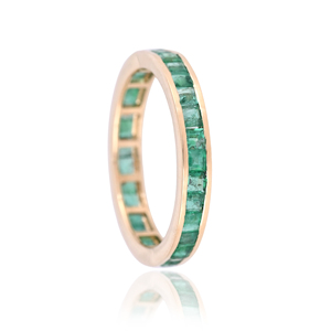 Anillo de Eternidad Cuadrado de Oro Blanco, Amarillo y Rosa de 18K con Esmeralda, Rubí y Zafiro, Joyería Fina con Piedras Preciosas para Aniversario de Bodas, a la Moda - Product Image 4