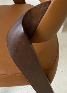 Fauteuil de salle à manger moderne en cuir de qualité supérieure, avec structure en bois brun, chaise d'appoint rembourrée pour salon, cuisine, décoration de la maison - Product Image 6