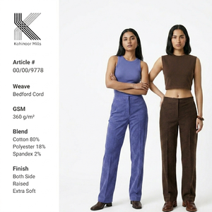 Pantalones de Corduroy Bedford para Mujer, Mezcla de Algodón, 360GSM, Pantalones Elásticos de Invierno, Fabricante OEM ODM - Product Image 1
