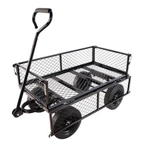 Chariot de jardin à roues noires robustes pour un transport plus facile du bois de chauffage, chariot à outils avec design de brouette - Product Image 4