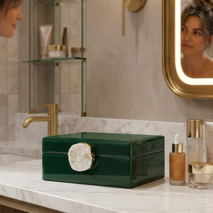 Artistic Green Decorative Box Set Featuring Premium Crystal Stone Hardware for Stylish Home Organization and Decorative Display - Product Image 5
