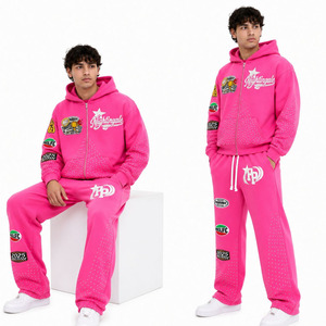 Ensemble de survêtement en strass pour homme, sweat à capuche zippé orné de cristaux et pantalon de jogging large, style streetwear - Product Image 6