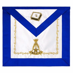 Tablier maçonnique blanc, noir et or, avec franges, motif symbolique brodé, ruban artisanal, simple face, style traditionnel - Product Image 5