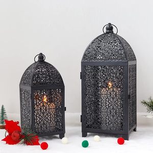 <b>Tall</b> Handmade Iron <b>Lanterns</b> Set Intricate Cutout Design Durable Black Metal Customized Easter Christmas Home Decoration - Product Image 1