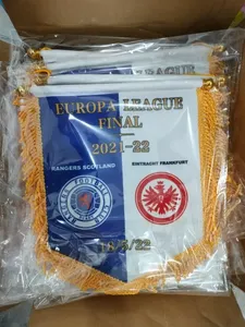 Drapeau d'échange personnalisé en tissu satiné brillant pour équipes de football, avec tige en PVC, pour cadeaux de visite de club, commande en gros, conception gratuite - Product Image 3