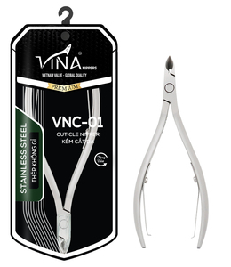 Pince à cuticules en acier inoxydable gris VNC-01 Vina à double ressort pour usage professionnel - Product Image 1