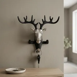 Black Creative Antler Zinc Metal Multifunctional Wall Mount Home Decoration Hook for Key and <b>Towel</b> Organizer - Product Image 3