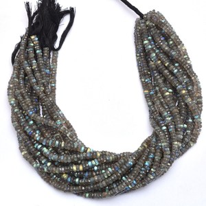 AAA+ Labradorite 5mm Rondelle Faceted <b>Beads</b> Natural High <b>Blue</b> Fire Labradorite Semi Precious Gemstone <b>Beads</b> For Jewelry Making - Product Image 3