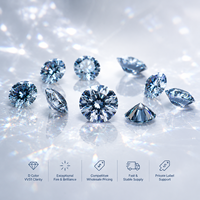 Vente en gros de pierres de moissanite bleu royal VVS, pierres brutes, taille brillant rond, 3-11 mm, moissanite synthétique pour la fabrication de bijoux