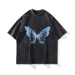 T-shirt robuste délavé à l'acide - Tee-shirt streetwear vintage épais - 100% coton, coupe décontractée, impression personnalisée pour homme - Product Image 5
