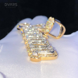 Pendentif personnalisé en argent 925 avec initiale en lettres cursives, style hip-hop, lettres de nom, luxe glacé, Moissanite certifiée, pour rappeur - Product Image 2