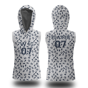 Service OEM, uniforme de basket-ball personnalisé sublimé, débardeur à capuche unisexe, sans manches, respirant, en polyester, vêtements pour toutes les saisons - Product Image 4