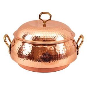 Pure <b>Copper</b> Hot Set Bowl With <b>Handle</b> And Lids Polish Finished For Home Metal Serving Hot Set Bowl For <b>Kitchen</b> Use Kitchenware - Product Image 4