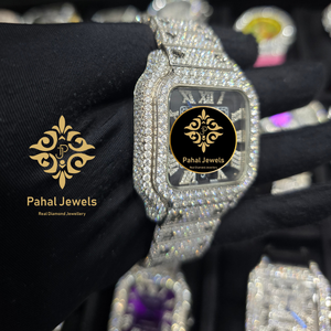 นาฬิกาข้อมือ Pahal Jewels Luxury Square Diamond ตัวเรือนสแตนเลสสตีล หน้าปัดแสดงวันที่ ขนาด 40 มม. แฟชั่นสำหรับทุกเพศ - Product Image 2