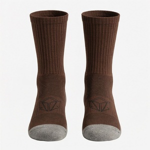 Brown Crew <b>Socks</b> Solid Color Breathable Hiking Sport <b>Socks</b> for Adults Autumn Wear - Product Image 1