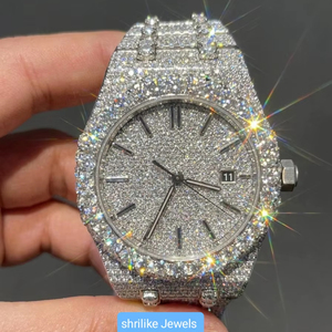Reloj con Incrustaciones de Moissanita VVS1 al por Mayor |   Reloj Cronógrafo de Cuarzo ETA con Cristal de Zafiro |   Reloj de Lujo Estilo Hip Hop con Diamantes Engastados a Mano - Product Image 1