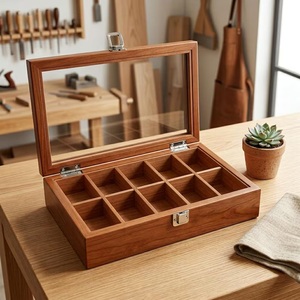 Wooden Watch <b>Box</b> <b>for</b> 10 Watches Luxury Glass Top Display Case Eco-Friendly Wood Storage Organizer Holder Home Decor - Product Image 5