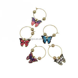 Identificadores de Copas de Cristal con Forma de Mariposa, Accesorios de Vino con Diseño de Criatura Alada Esmaltada para Fiestas y Eventos - Product Image 4