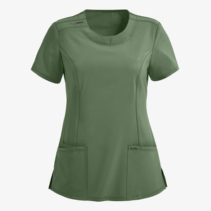 Women's Comfortable Medical <b>Scrubs</b> Jersey Female Spandex Medical Ladies Short Sleeve <b>Scrubs</b> <b>Tops</b> - Product Image 1