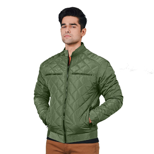 Men's Diamond Quilted Bomber Jacket Stand Collar Full-Zip Lightweight Padded Streetwear <b>Coat</b> Wholesale OEM Custom Logo - Product Image 5