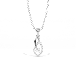 Colgante de lágrima infinita de oro de 18 quilates con diamante cultivado en laboratorio, diseño de hoja asimétrica calada y cinta, de Aarinya para mujer - Product Image 4