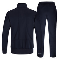 Setelan Olahraga Pria Hitam Abu-abu Resleting Penuh Kerah Tegak Bahan Polyester Bernapas Sporty Regular Fit Saku Samping Pakaian Musim Gugur