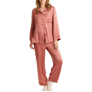 Elegante Conjunto de Bata y Pijama de Satén de Seda Vintage de 2 Piezas para Mujer, Vestido Largo de Noche con Patrón Liso y Encaje para Verano y Primavera - Product Image 1