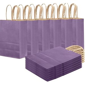 Confezione da 24 Sacchetti Regalo in Carta Viola con Manici 21x15x8 cm, Sacchetti Monocolore per Feste - Product Image 1