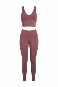 Conjunto de Yoga YINLING para Mujer, 2 Piezas, Leggings de Cintura Alta, Top Corto, Color Sólido, Tirantes Finos, Elástico, Transpirable - Product Image 2