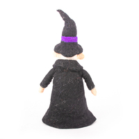 Poupée vampire gothique faite à la main en feutre aiguilleté |   Figurine de squelette d'Halloween en feutre avec gilet et chapeau violets |   Artisanat en laine mignon et effrayant