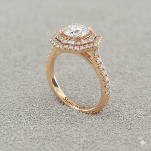 Bague de fiançailles octogonale avec halo de diamants doubles ronds et baguette - Product Image 5