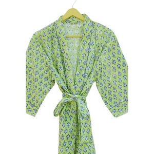 Imprimé fleuri coton fait à la main femmes longue bohème Hippie Kimono Robe été automne séchage rapide respirant pleine longueur - Product Image 4