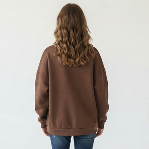 Sweat-shirt à épaules tombantes imprimé en chenille pour femme, vêtement d'hiver épais, 100% coton, pull-over, haut en coton épais 450 GSM - Product Image 2