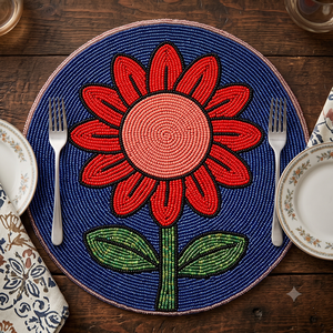 Premium <b>Seed</b> Beaded Placemats Handmade Embroidery Dining Table Decor Decorative Handmade <b>Seed</b> Bead Placemats Elegant Embroidered - Product Image 2